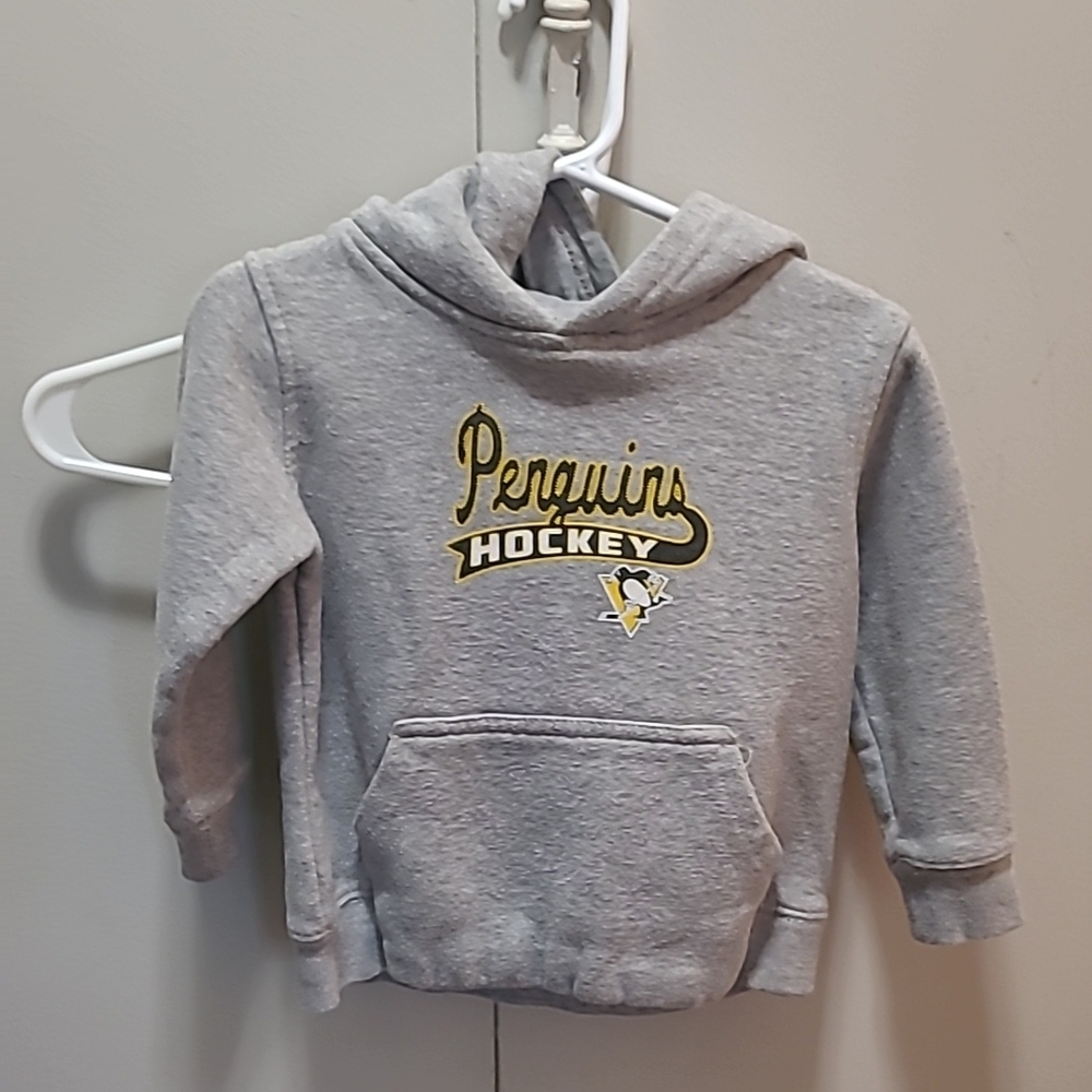 Penguins Hockey Kids Gray Hoodie